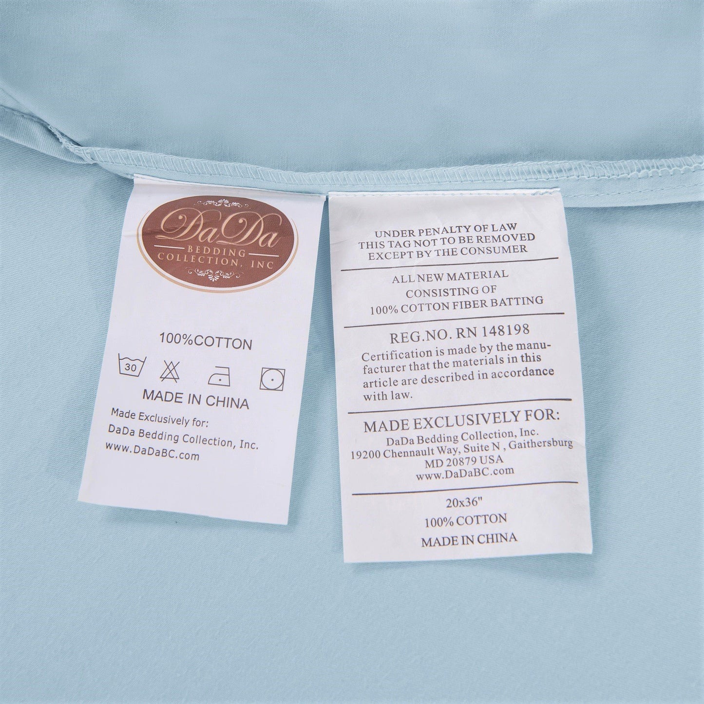 DaDa Bedding Soothing Blue Cotton Fitted Bed Sheet W/Pillow Cases (JHW604)