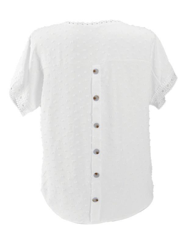 New Round Neck Pullover Short Sleeve Lace Top